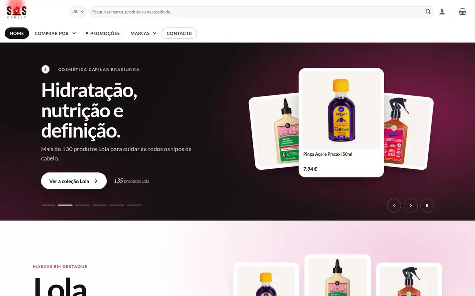 Página inicial — SOS Cabelo