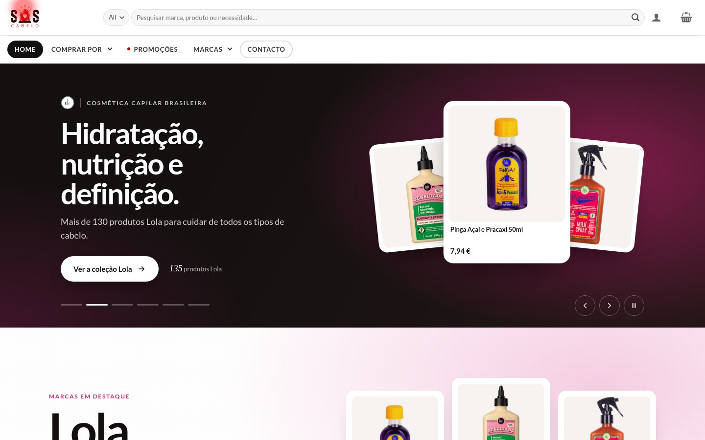 Captura real do site SOS Cabelo